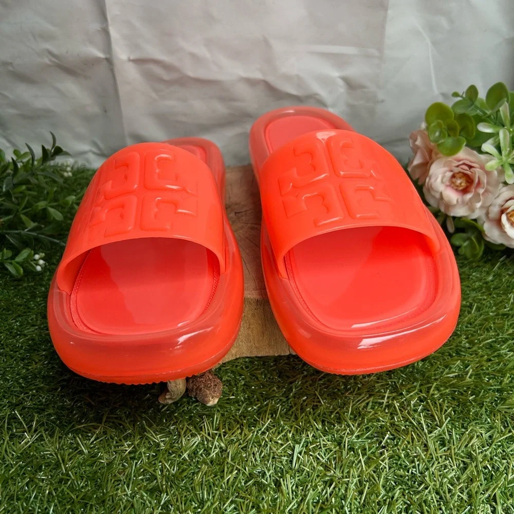 Women’s Coral Slide Sandals - Glossy Jelly Comfort